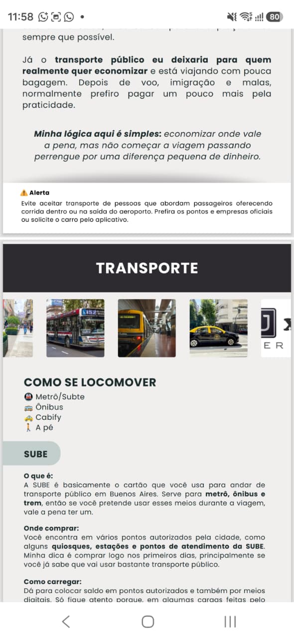 Página do roteiro aberta no celular